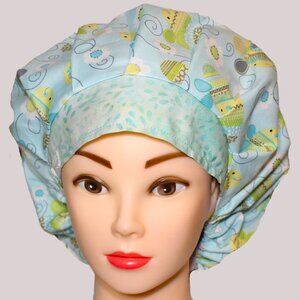 New Bouffant Scrub Cap Baby Bees, Handmade - Batik